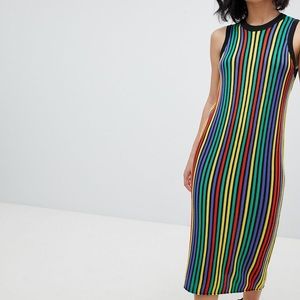 ASOS DESIGN knitted midi dress in bright stripe